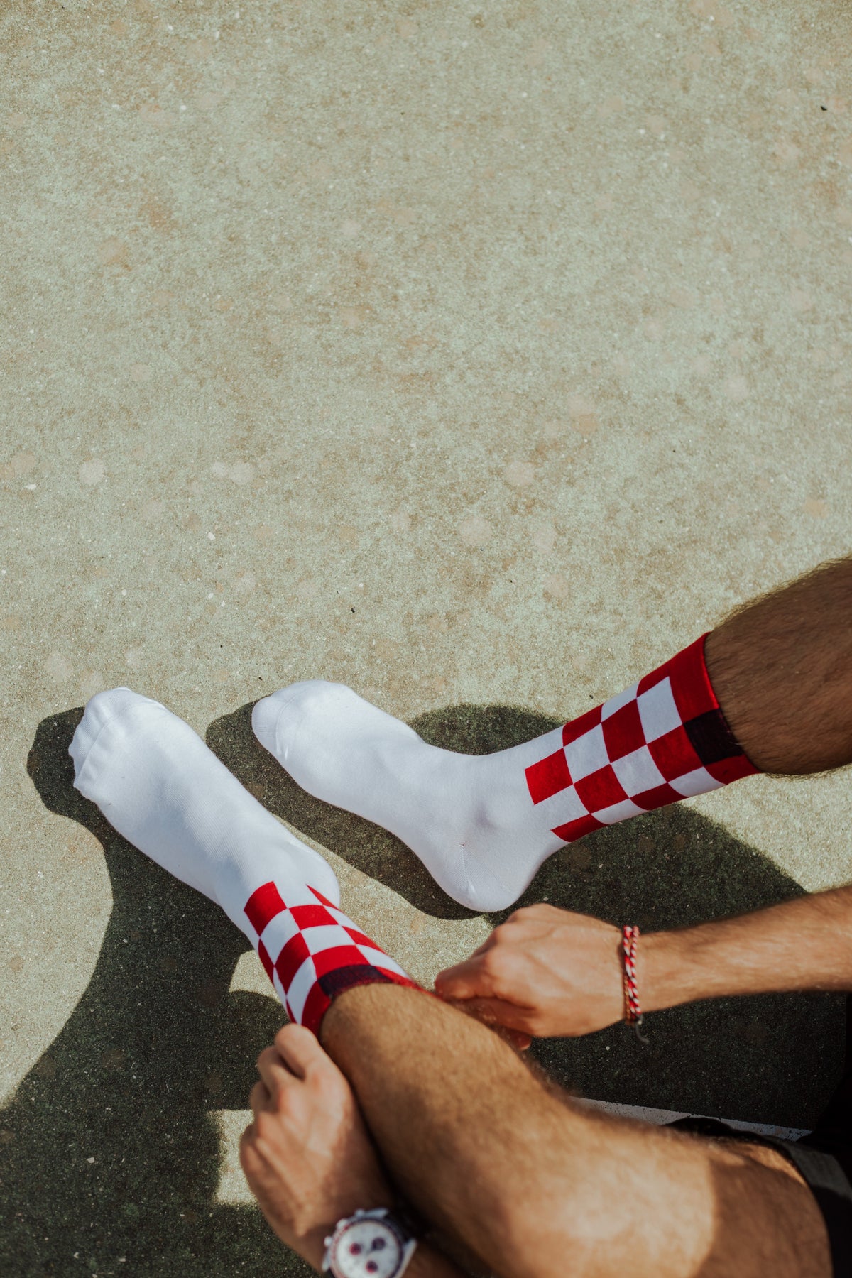 Memoraball football socks honoring 'The Cruyff of The Balkans' Luka Modrić with Croatian red and white pattern