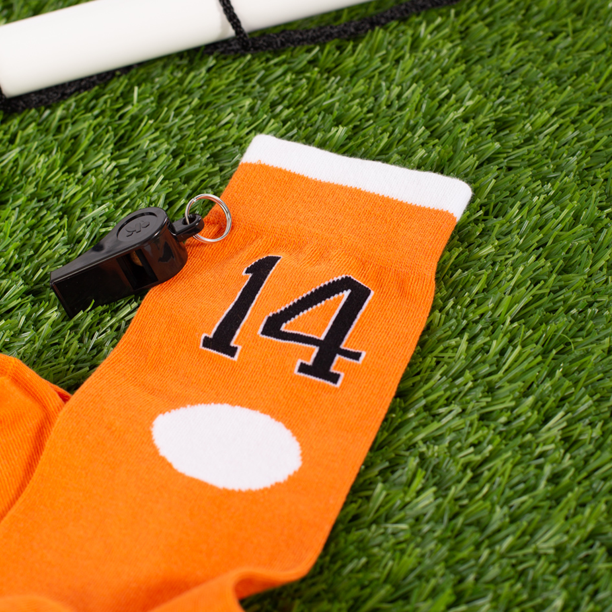 Memoraball socks  Cruyff's number 14, designed with Dutch colors and 