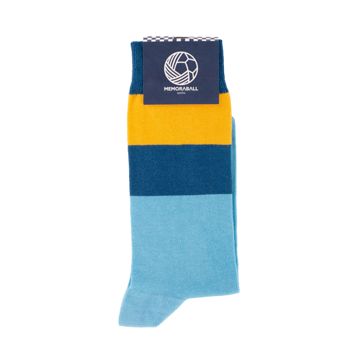Memoraball socks featuring La Bombonera stadium and Boca Juniors' blue and gold colors