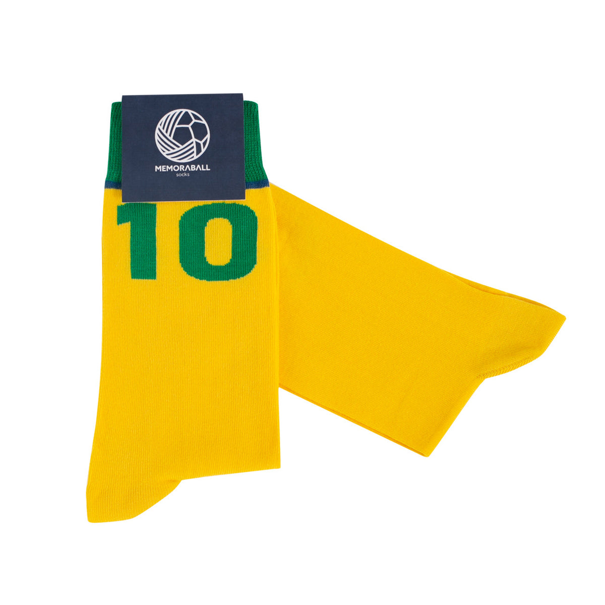 Memoraball socks Portuguese-made 'The King' Pelé with authentic Brazilian flag colors 