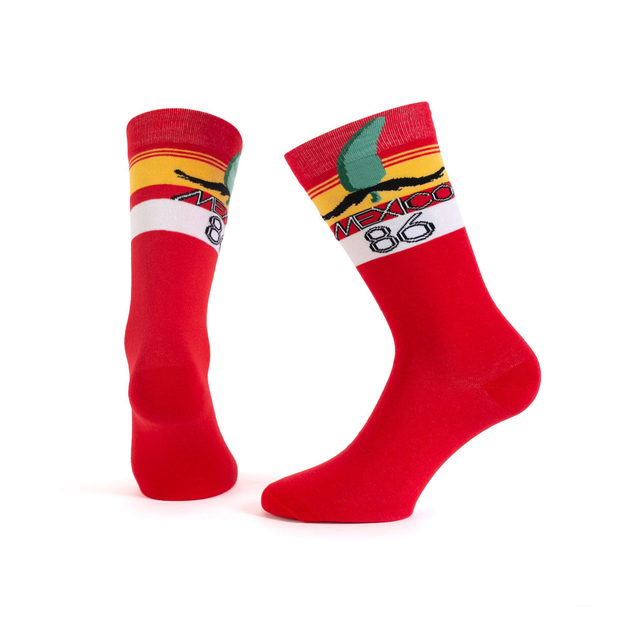Memoraball socks featuring Pique, the official chili mascot of Mexico 1986 World Cup