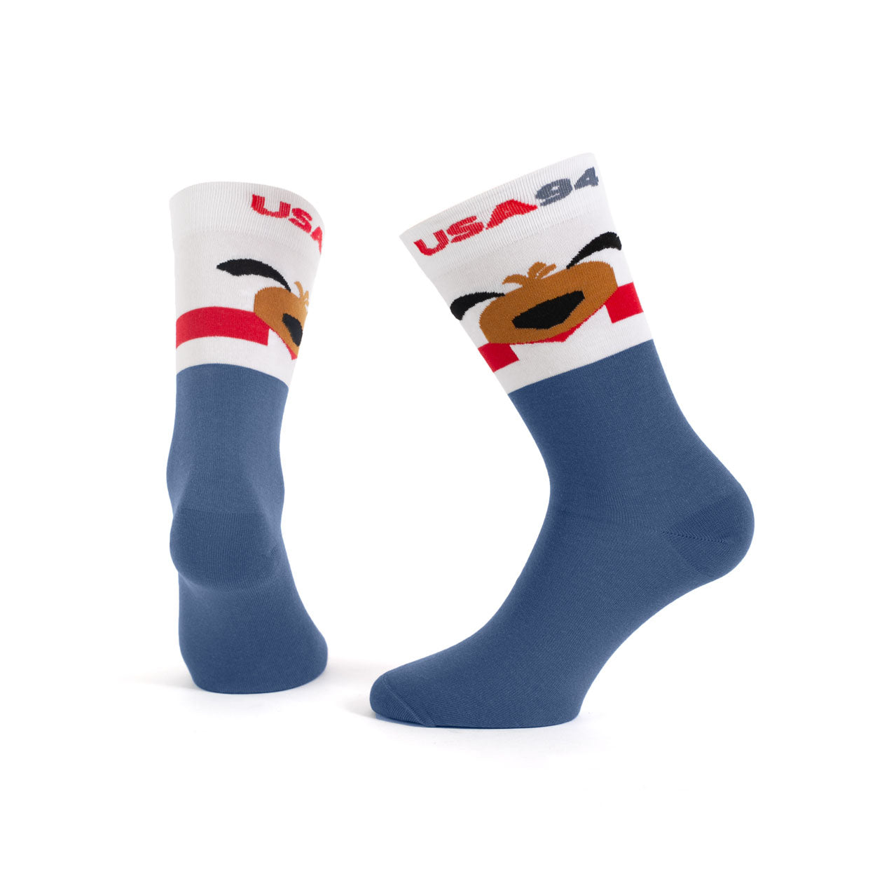 Memoraball socks featuring Striker, the official mascot of USA 1994 World Cup, designed with American flag colors 