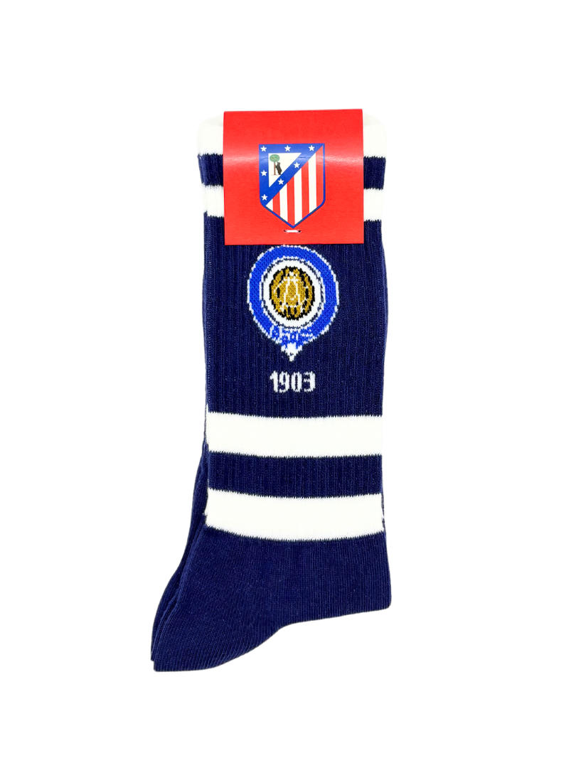 Meias oficiais Atlético de Madrid Primer Escudo Azul - Colchoneros certificação GOTS