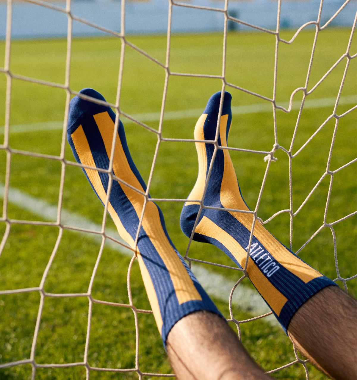 Meias oficiais CHULÉ em azul clássico do Atlético Clube de Portugal, design exclusivo português