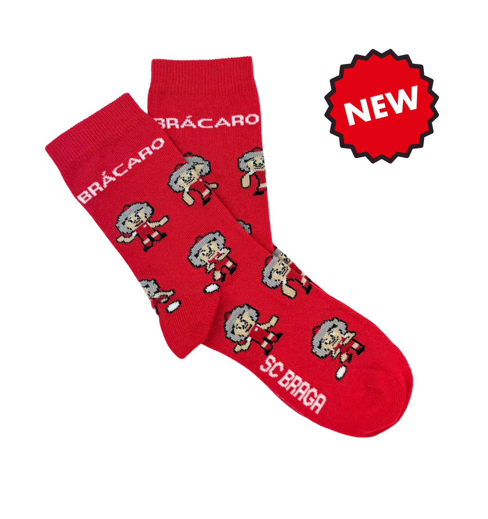 Meias Chulezinho SC Braga Mascote Brácaro Vermelho. Sustentavel e fabrico Portugal