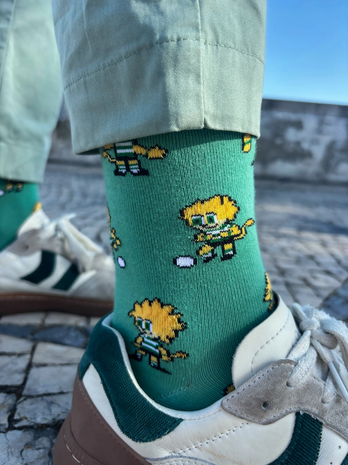 Meias Sporting Jubas Leão - mascote licenciada oficial mint